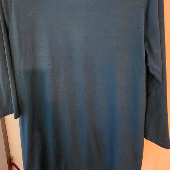 BOBBIE BROOKS Womens Teal Ruched 3/4 Sleeve Tunic Top - 1X - Picture 3 of 10